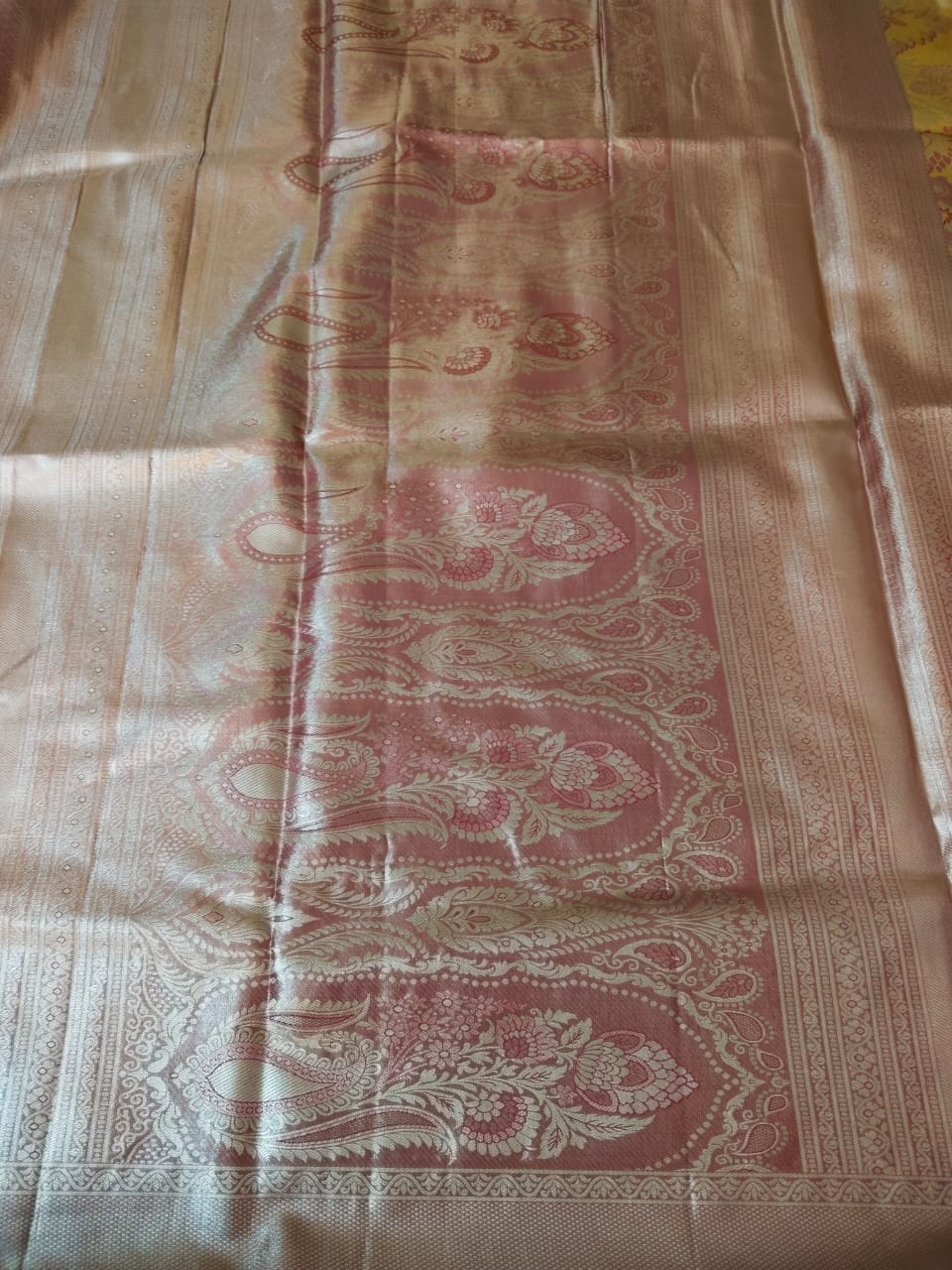 Light Yellow Dharmavaram Tissue Silk Saree