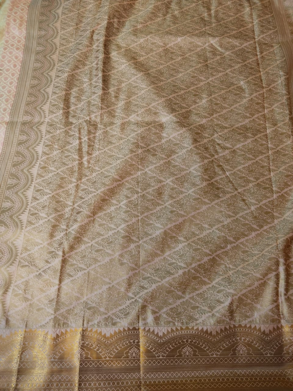 Onion Pink Handwoven Dharmavaram Semi Silk Saree