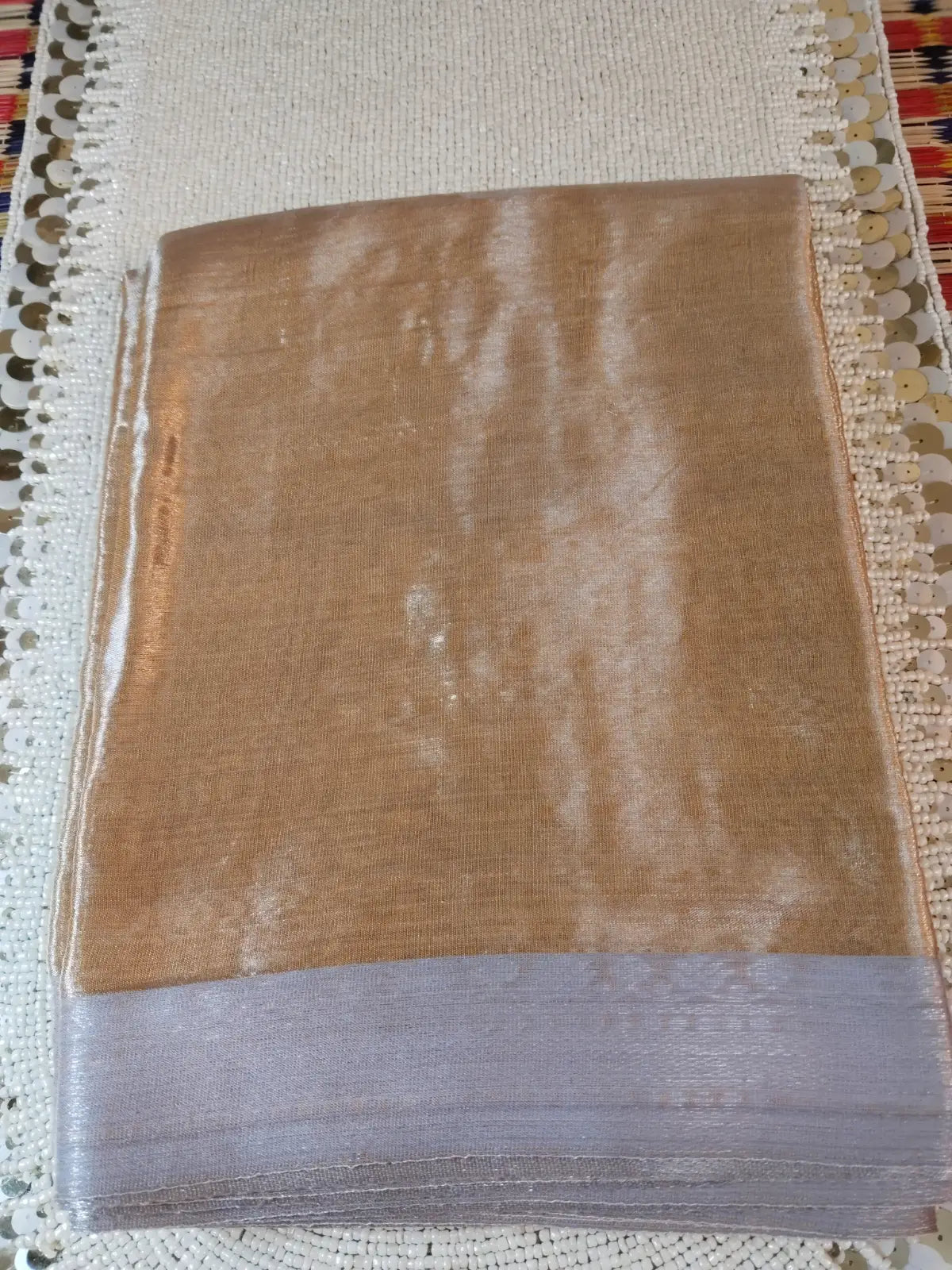 Ivory Handloom Mulberry Silk Tissue Saree