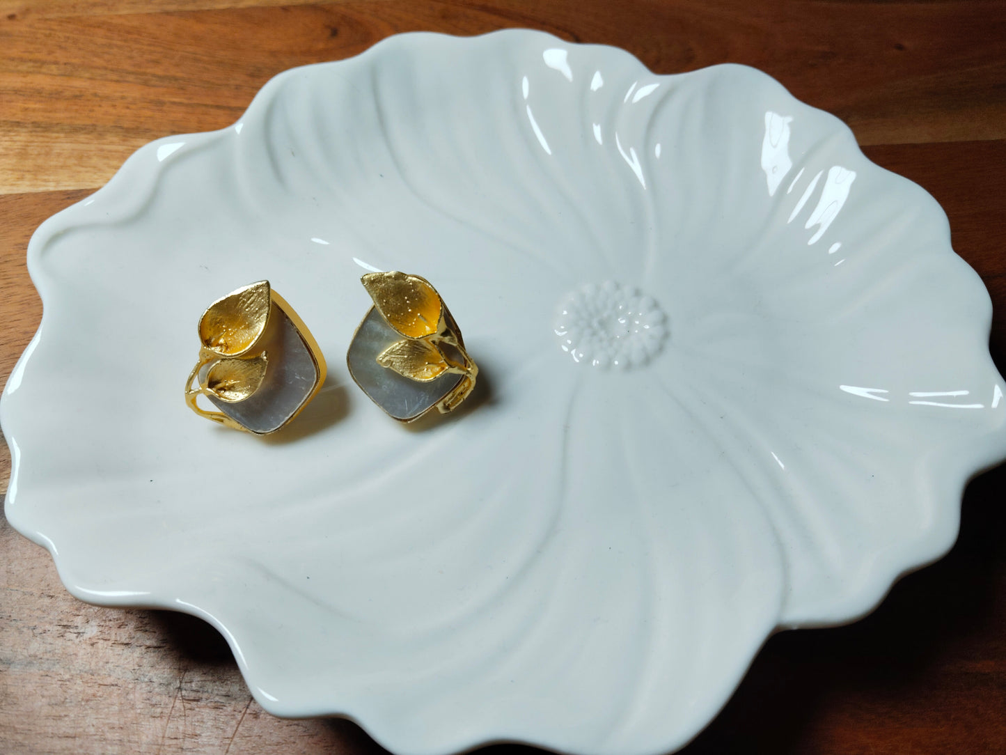 Mother of Pearl & Gold Polished Studs