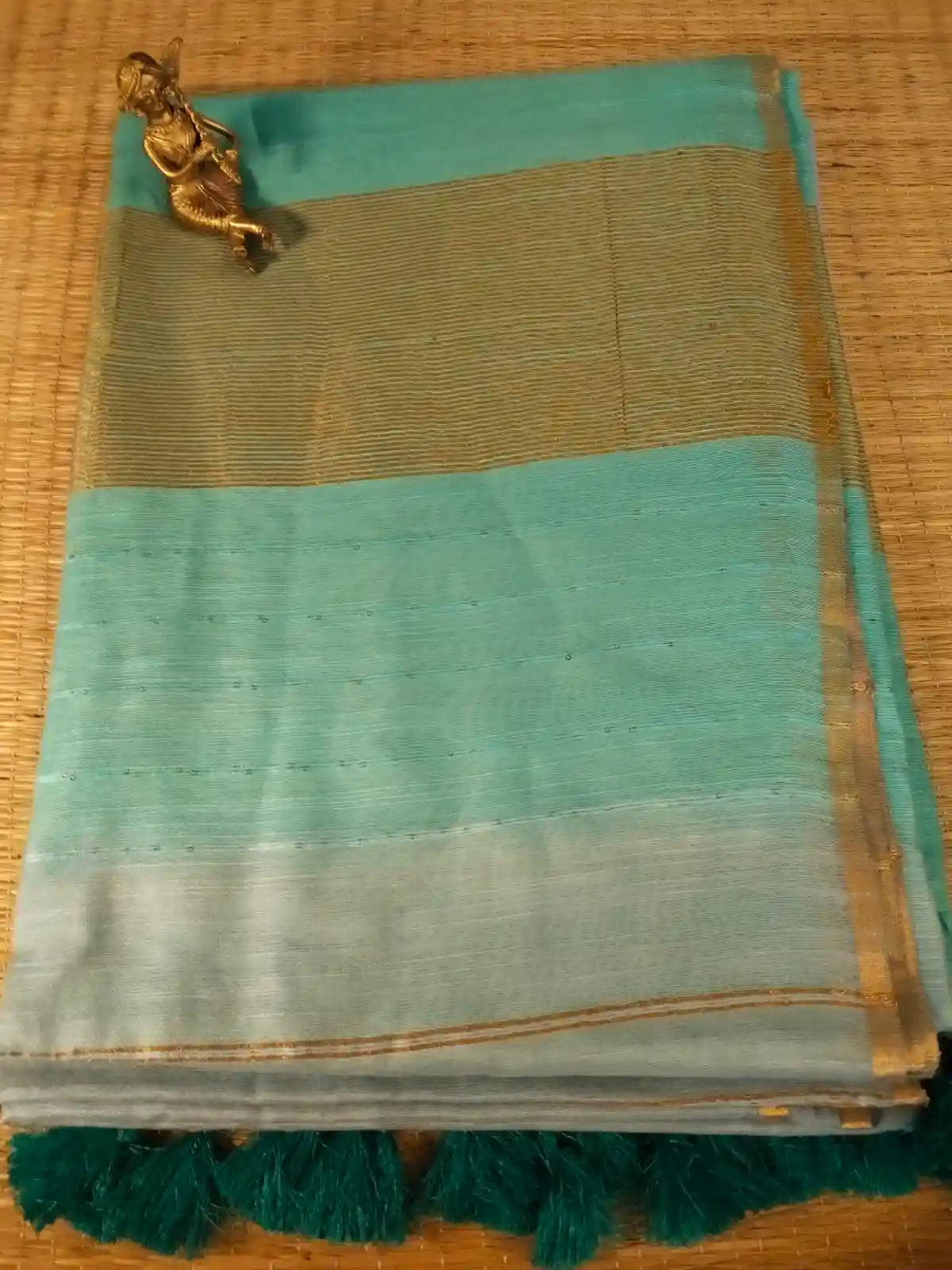 Sea Green Cotton Viscose Saree