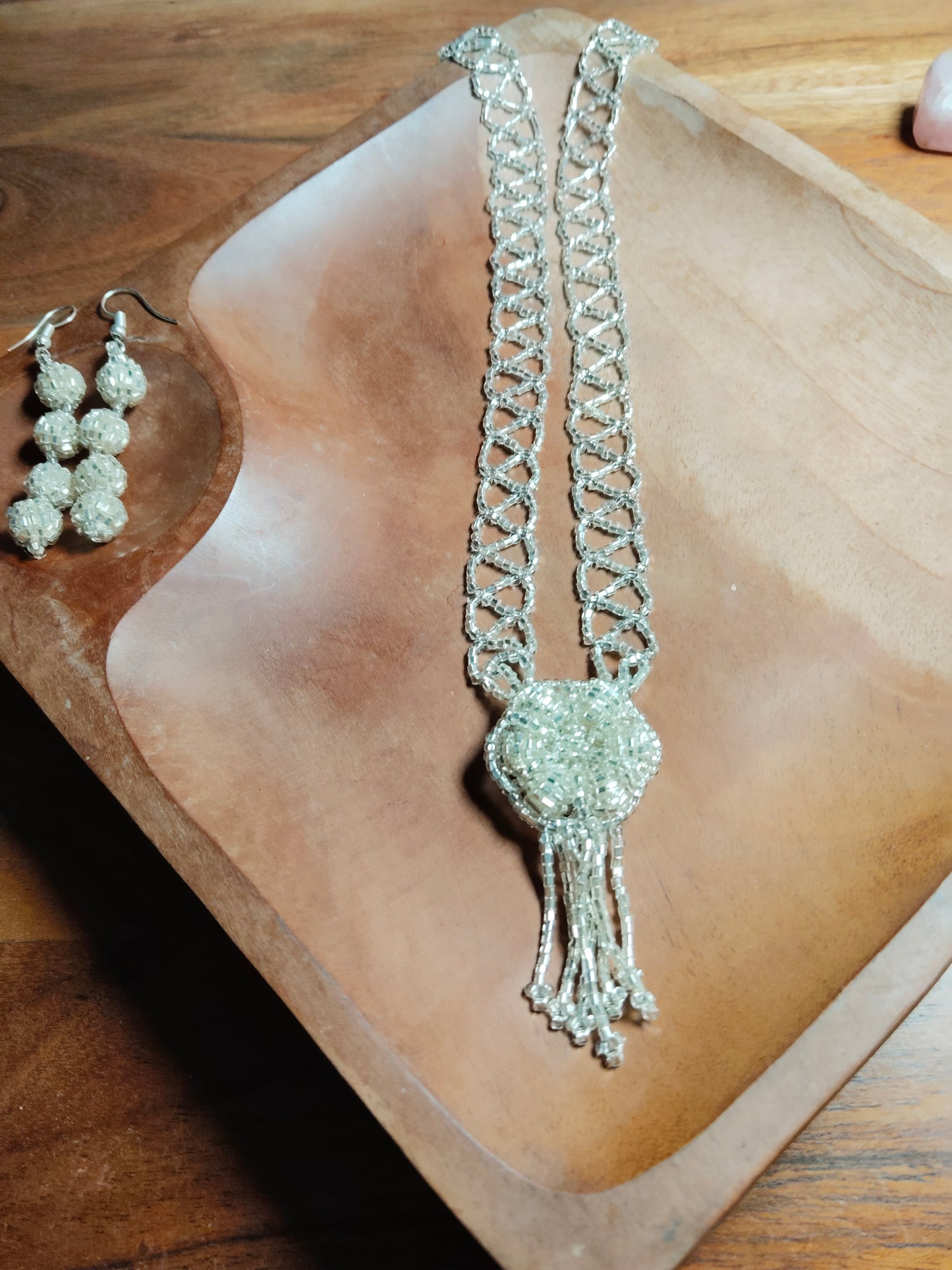 Silver Bead Work Necklace Set