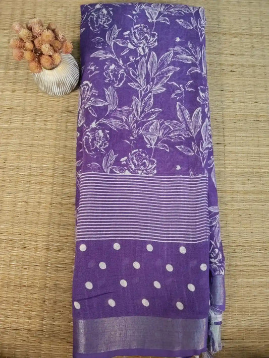 Violet Organic Linen Saree