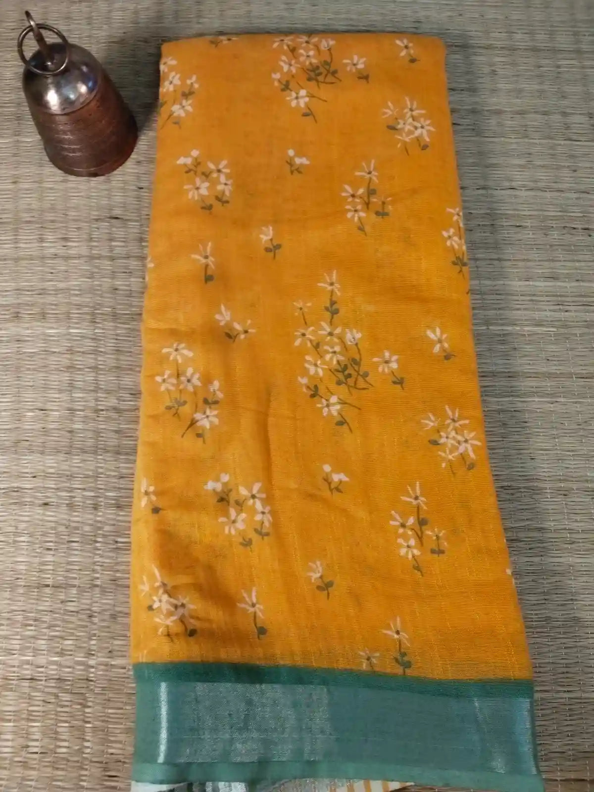 Orange Organic Linen Saree