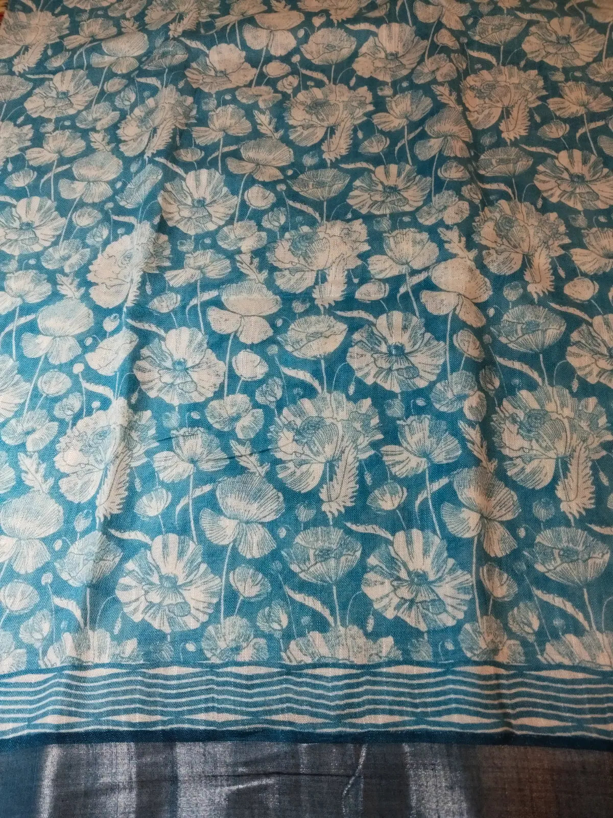 Light Blue Organic Linen Saree