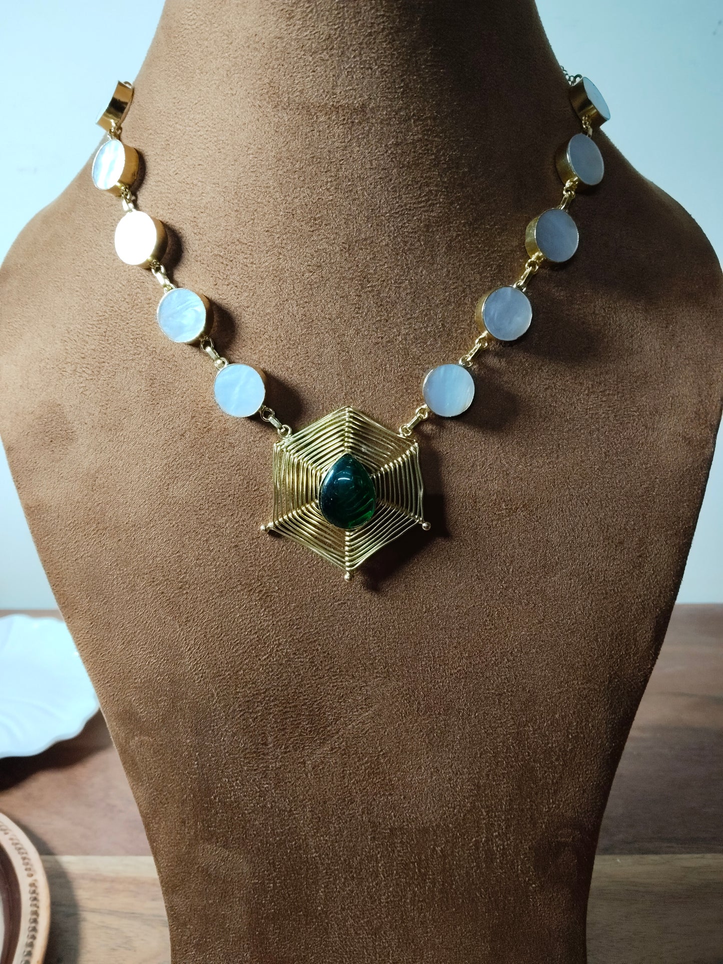 Green Gold Polished Handmade Necklace