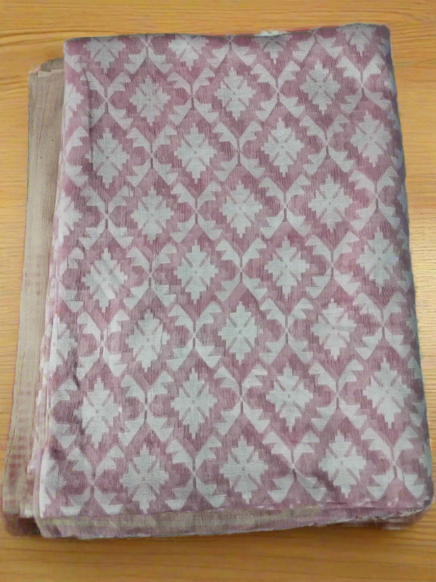 Pink Handloom Saree with White Jacquard Work