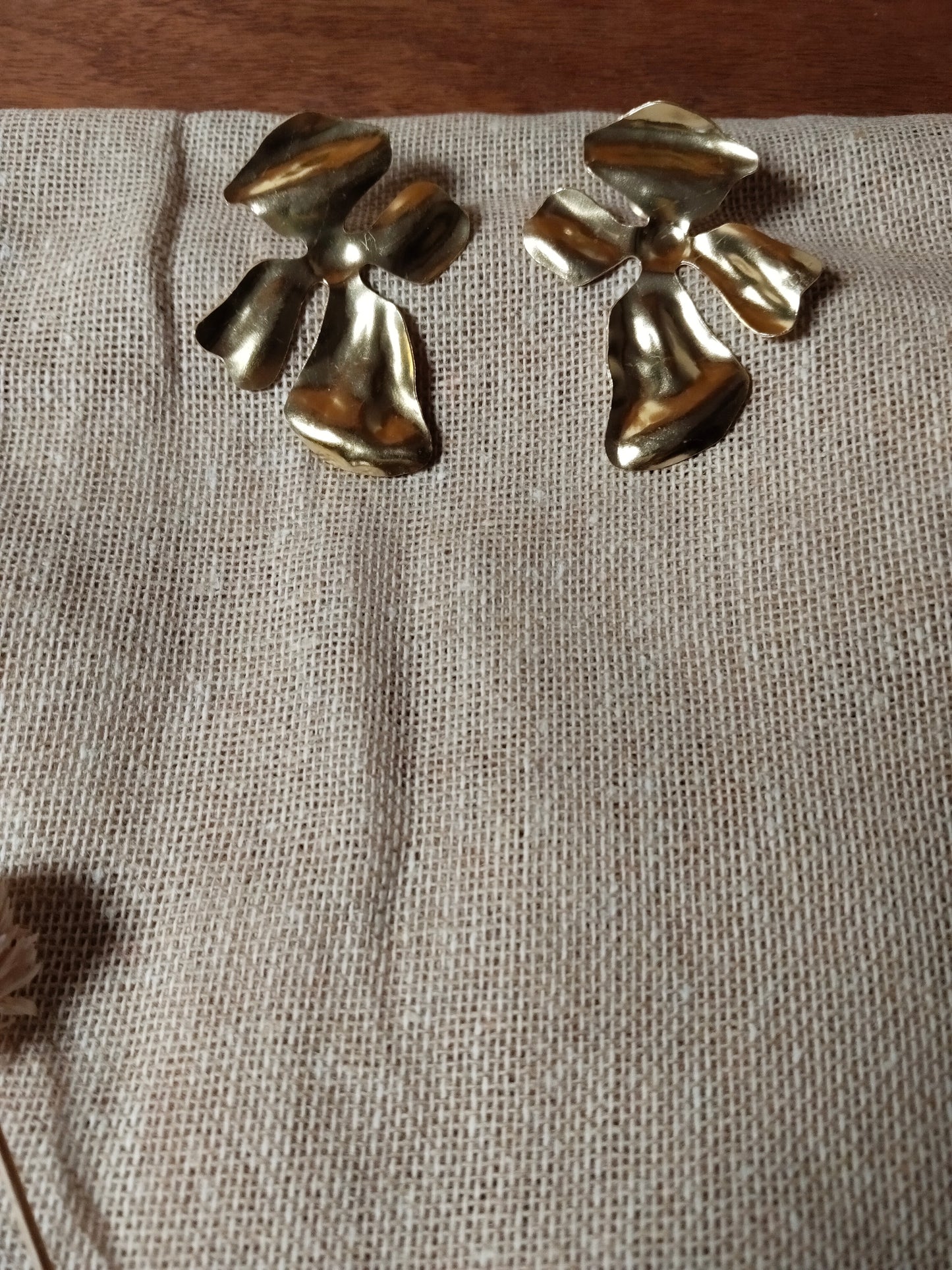 Gold Tone Abstract Cross Studs