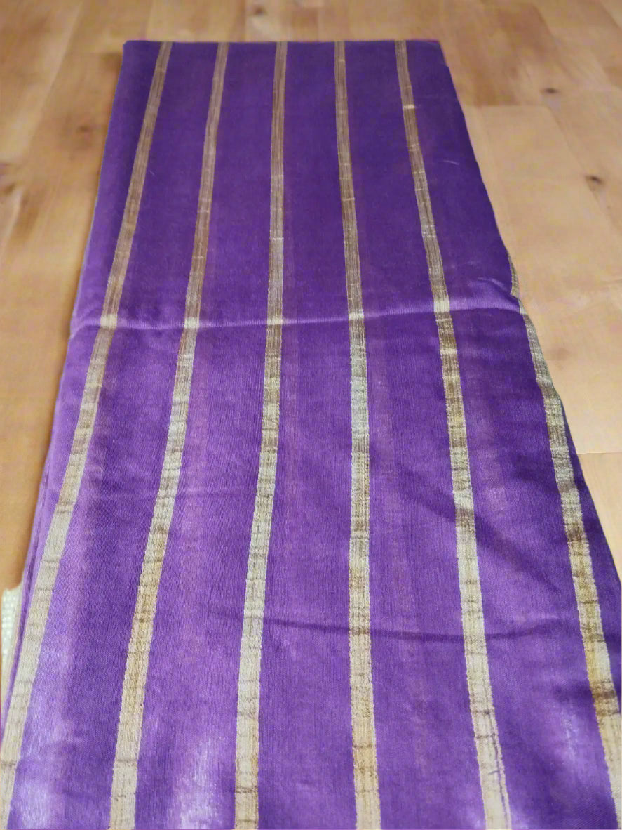 Purple Cotton Silk Saree with Ghichha Work
