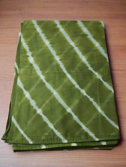 Olive Green Mul Lehariya Saree