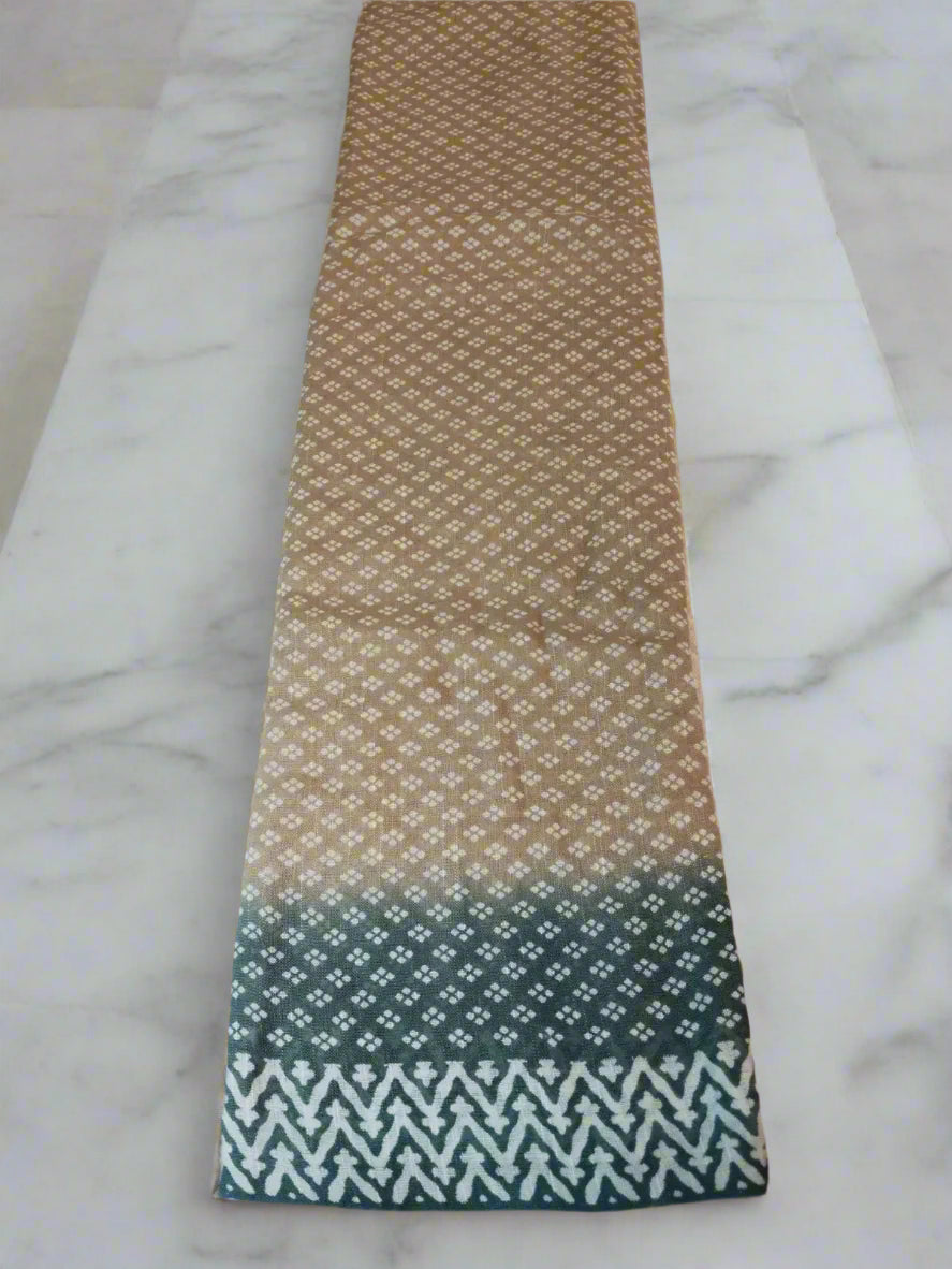Light Beige & Grey Organic Linen Saree