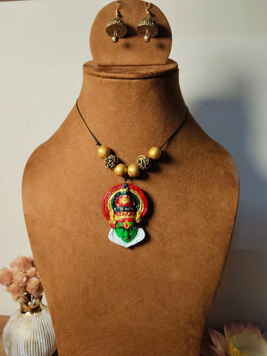 Multi Color Terracota Kerala Kathakali Theme Necklace Set