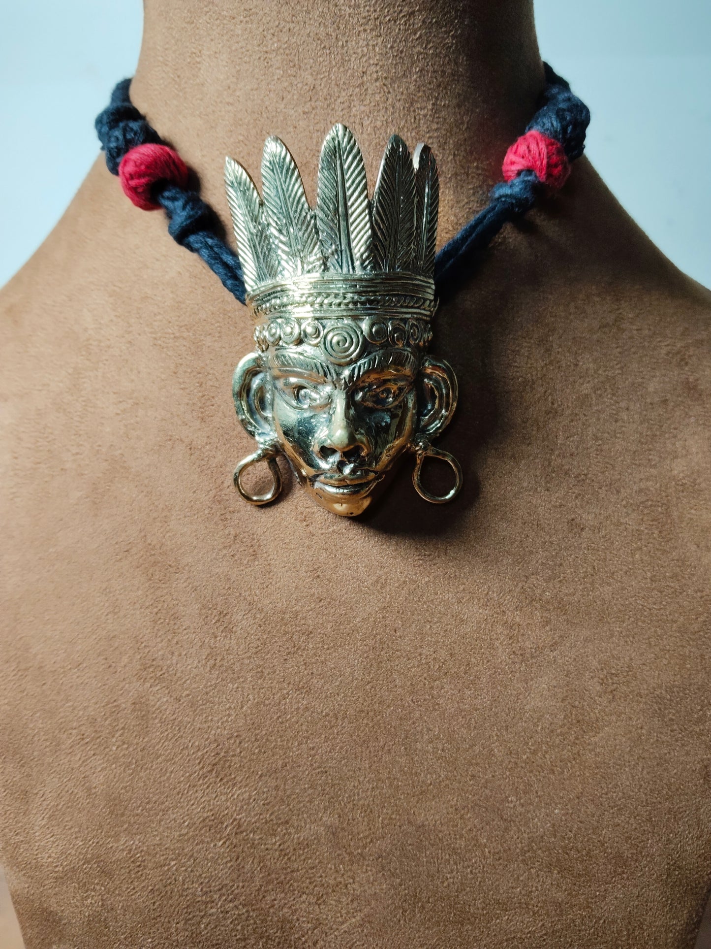 Dhokra Brass Tribal Mask Necklace