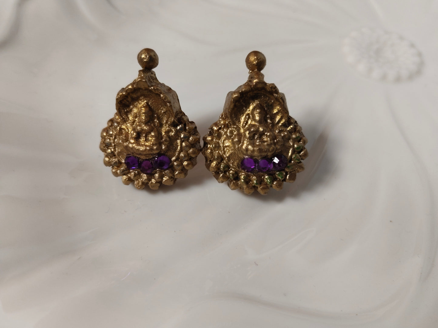 Purple & Gold Terracota Studs