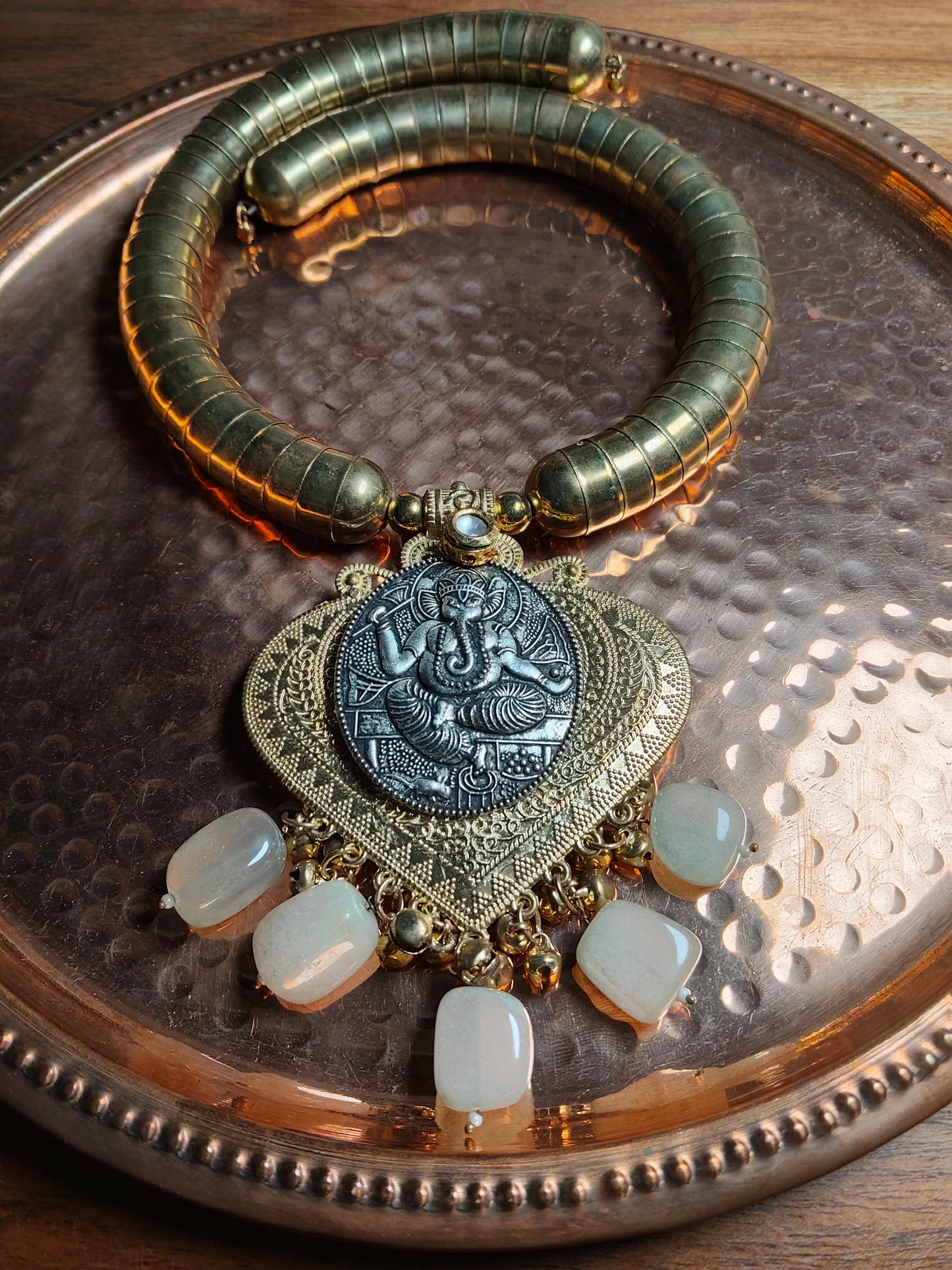 Gold & Silver Lord Ganesha Elaborate Hasli