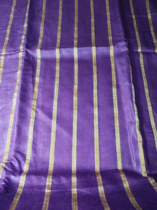 Purple Cotton Silk Saree with Ghichha Work