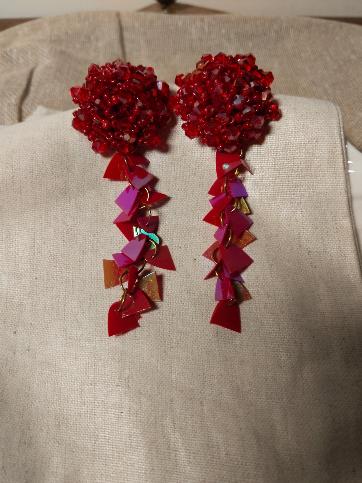 Red Beaded Earrings