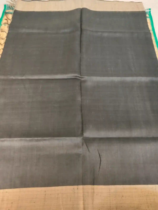 Silver Tussar Dupion Silk Saree