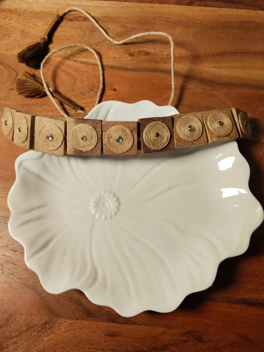 Square Wooden Blocks & Jute Handmade Choker