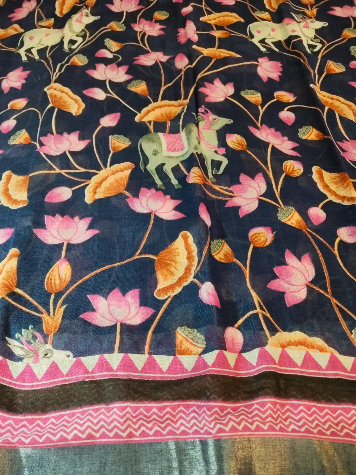 Royal Blue Organic Linen Saree