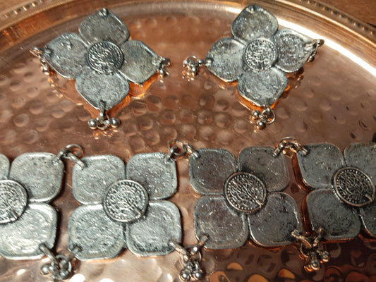 Silver 5 Paise Coins Necklace Set