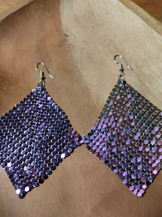 Violet & Green Dual Tone Metal Earrings