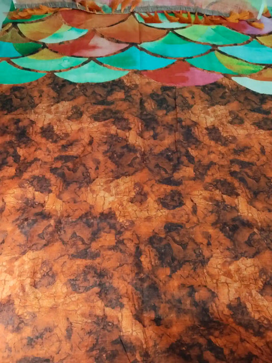 Brown Linen Digital Print Saree