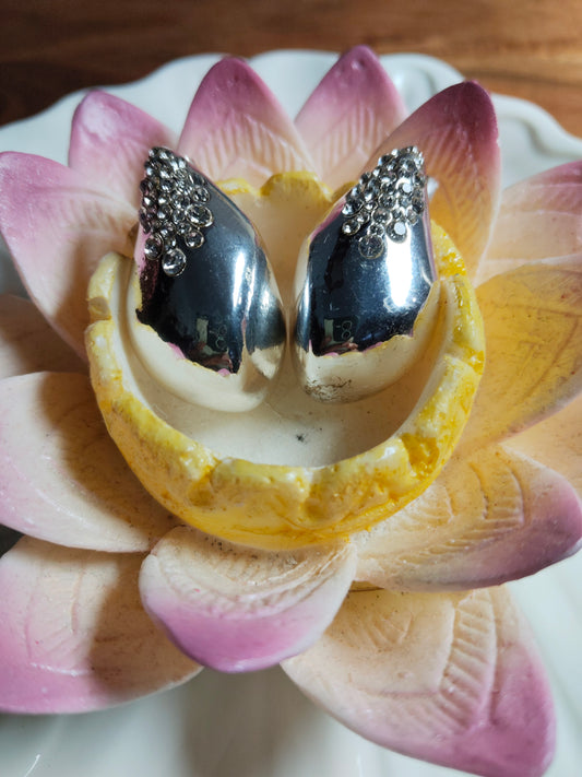 Silver 95% Zinc Rhinestone Embellished Abstract Studs