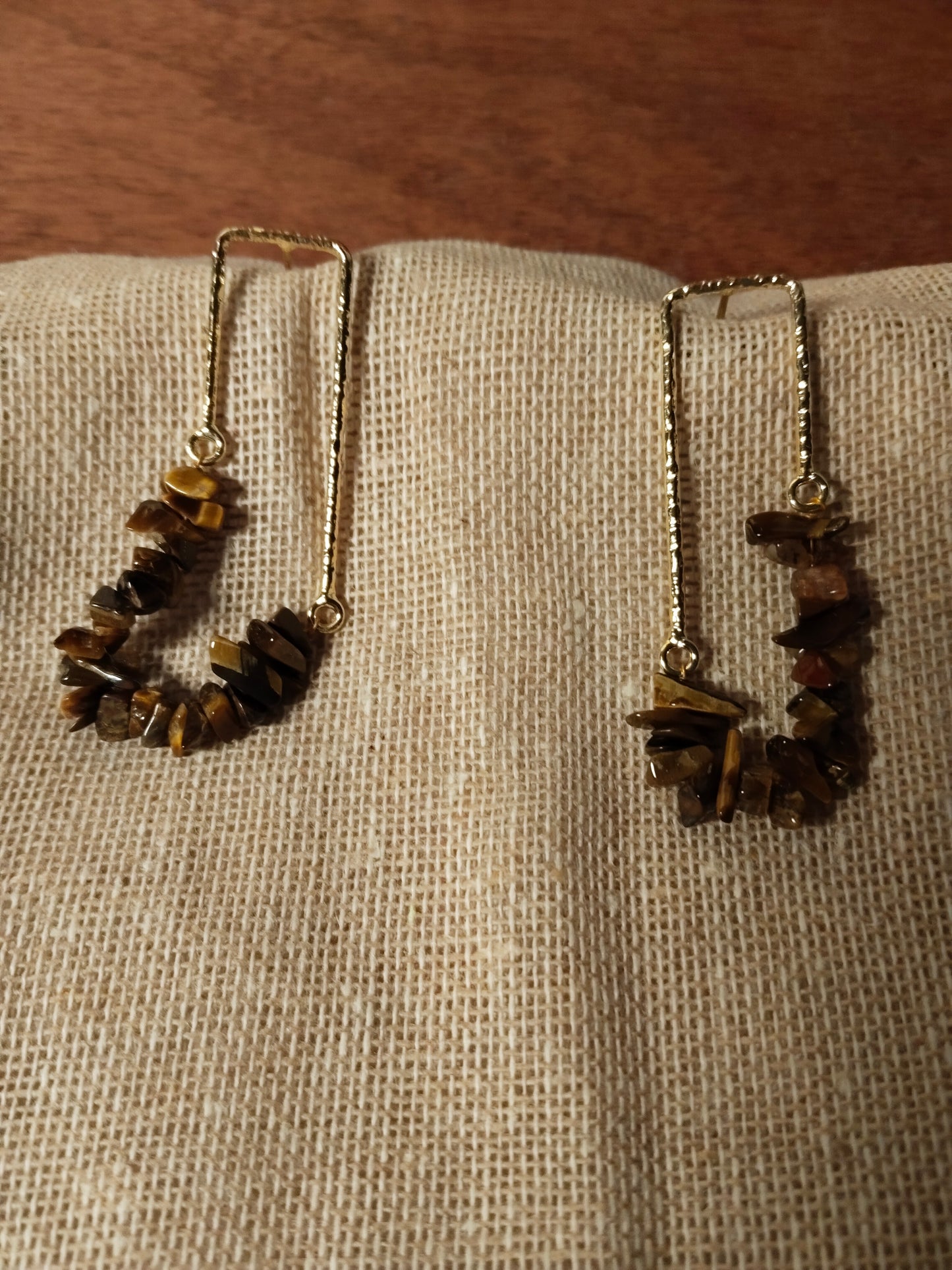 Textured Gold Tiger Eye Earrings