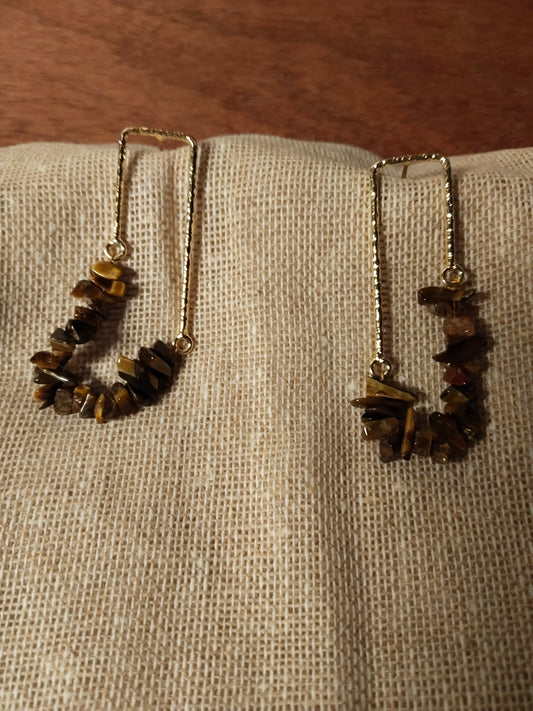 Textured Gold Tiger Eye Earrings