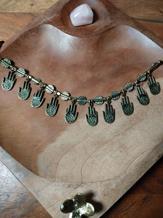 German Silver Palm Necklace