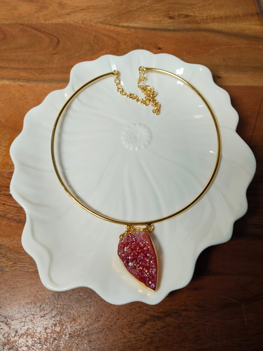 Gold Polished Druzy Neck Cuff