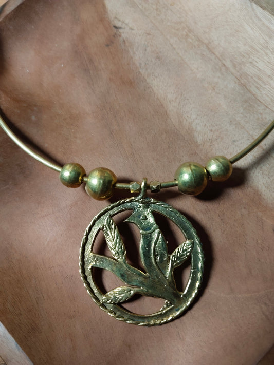 Dhokra Brass Bird on a Branch Handcrafted Necklace