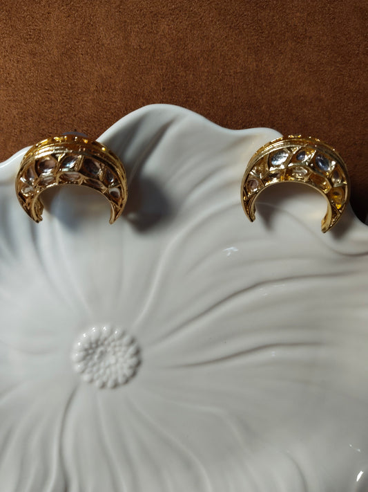 Kundan Crescent Shaped Studs