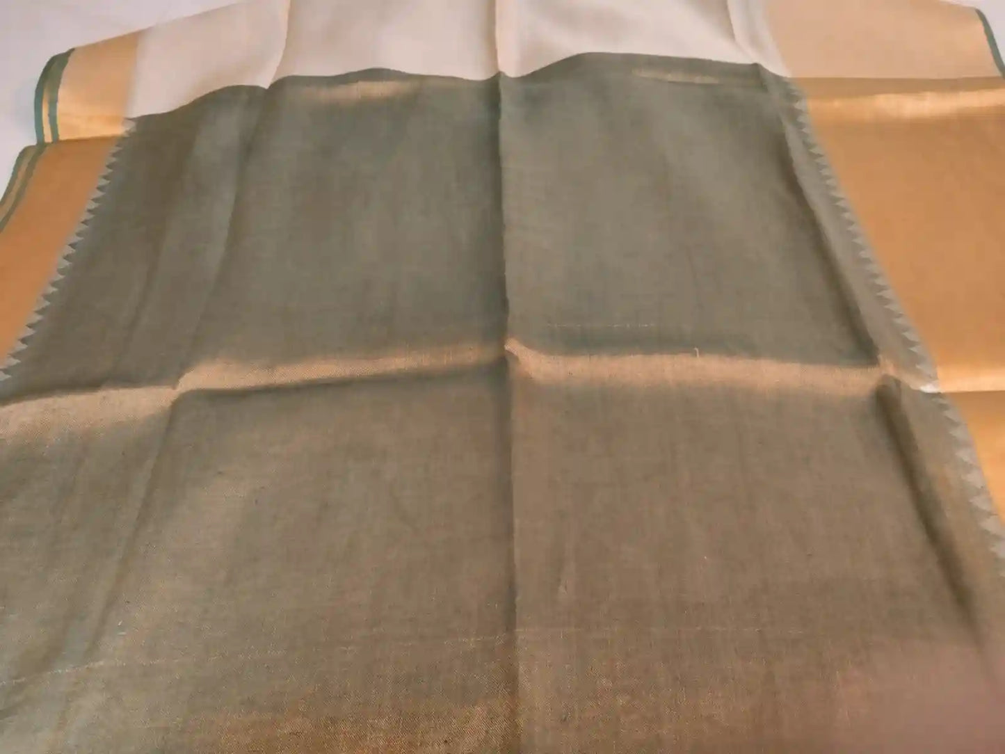 Green Zari Linen Saree