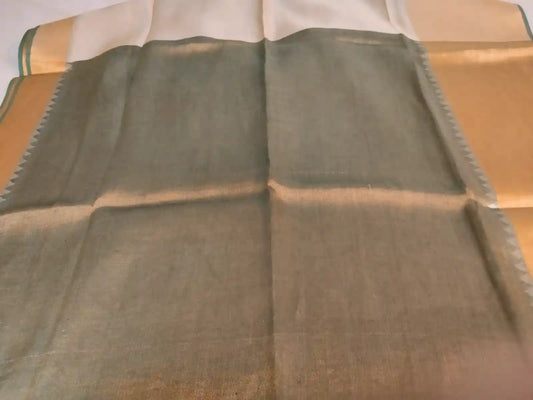 Green Zari Linen Saree