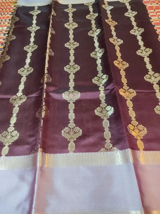 Wine Handwoven Semi Silk Saree with Zari Work