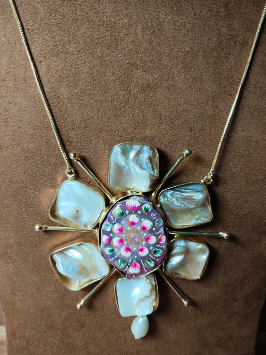 Antique Tanjore Handpainted Pendant Necklace Set