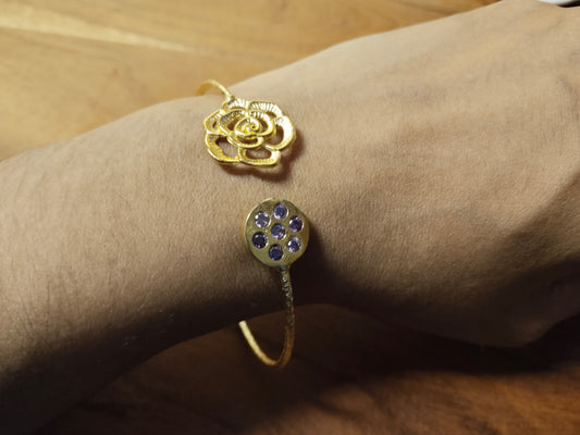 Purple Textured Flower Bangle