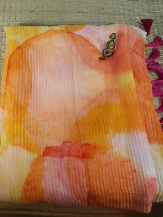 Yellow Linen Crush Bollywood Design Saree