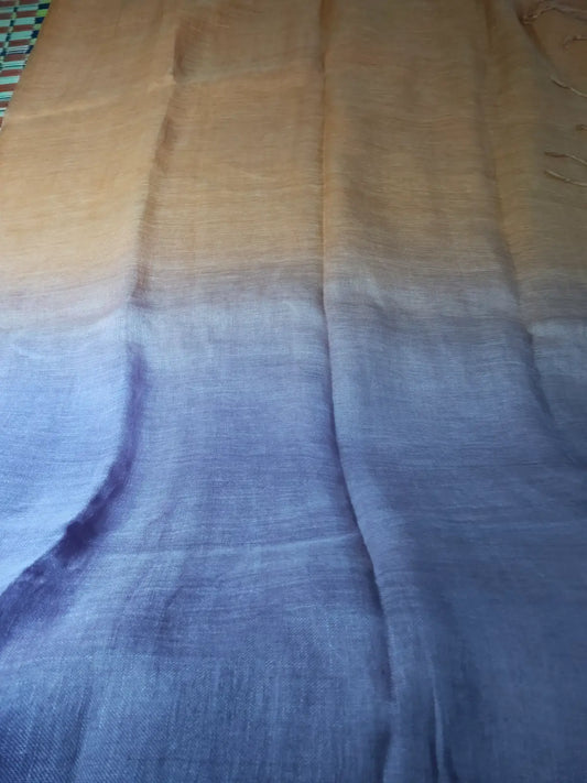 Orange & Purple Linen Saree