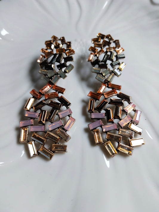 Pink Stones Studded Gold Plated Earrings