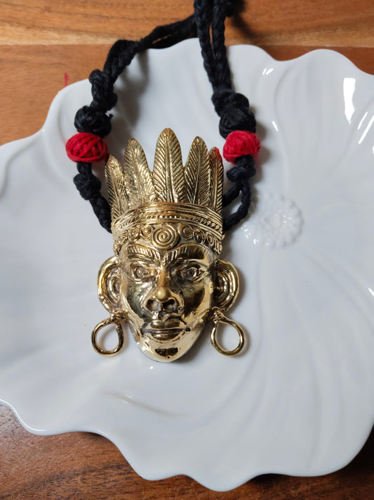 Dhokra Brass Tribal Mask Necklace