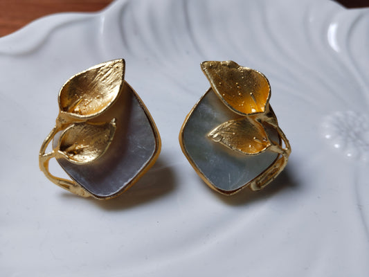 Mother of Pearl & Gold Polished Studs