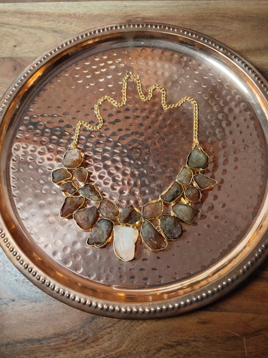 Brown & Ivory Raw Stone Necklace
