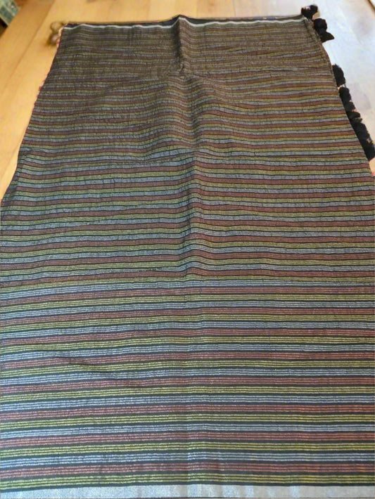 Black Multi Color Cotton Saree