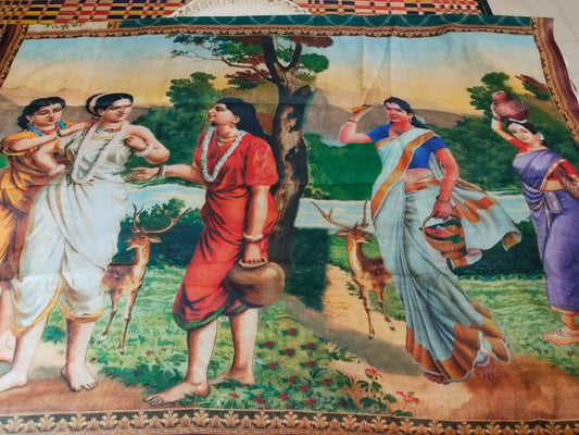 Pallu of Teal Linen Blend Ikkat Print Saree