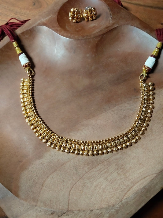 Copper Maharashtrian Inspired Antique Finish Necklace Set