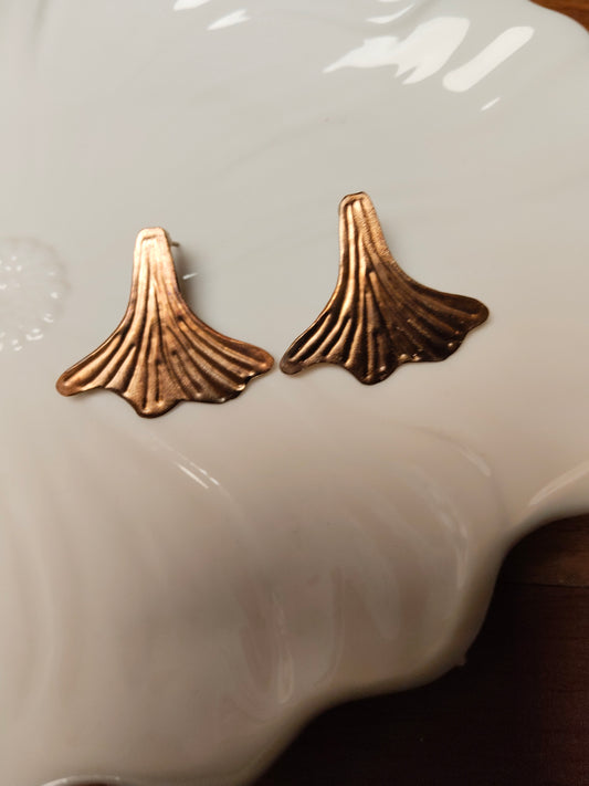 Copper Gingko Leaf Earrings