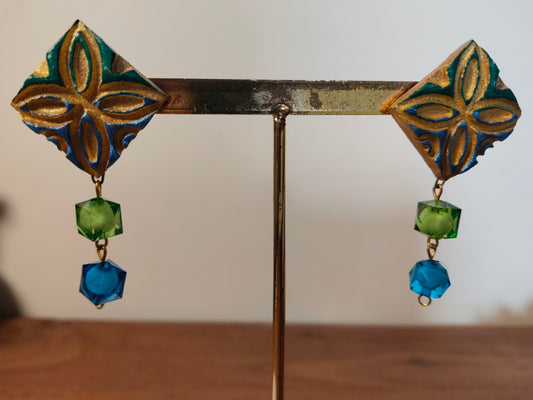 Green & Blue Terracota Earrings